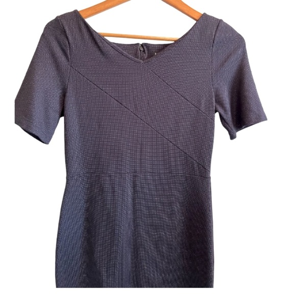 BANANA REPUBLIC Navy Micro Polka Dot Cap Sleeve Stretchy Dress - Picture 3 of 7